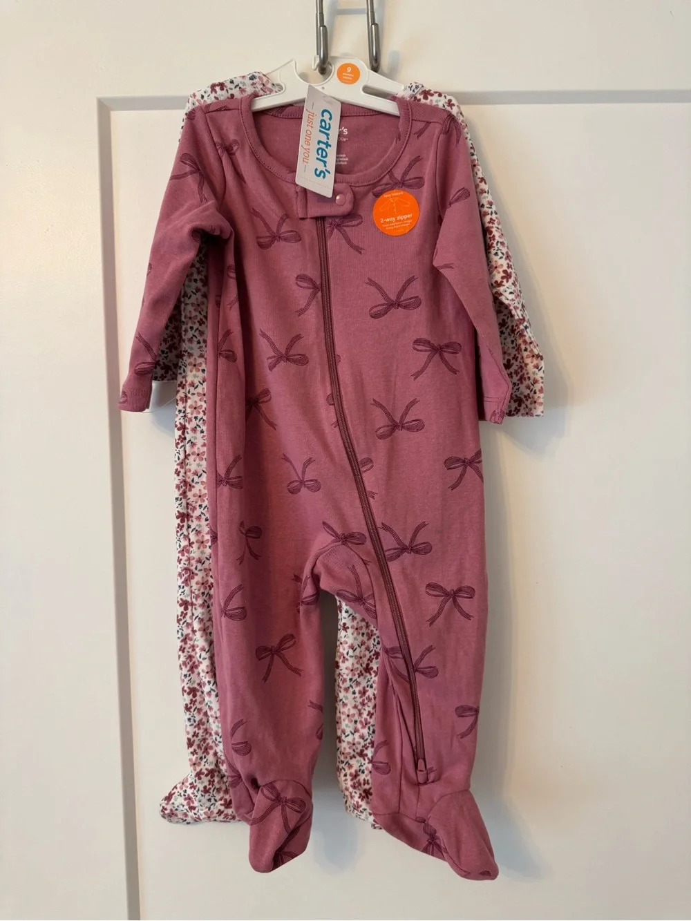 Carter's Mauve Bow-Print Footed One-Piece